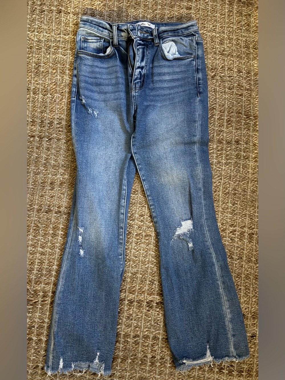 Willow Tree Medium Blue Distressed Flare Jeans